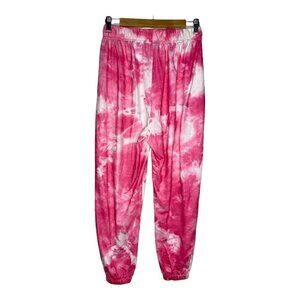 Zaful Pants Size Medium Women's Pink & White Tie Dye Pants Lounge Wear Comfort